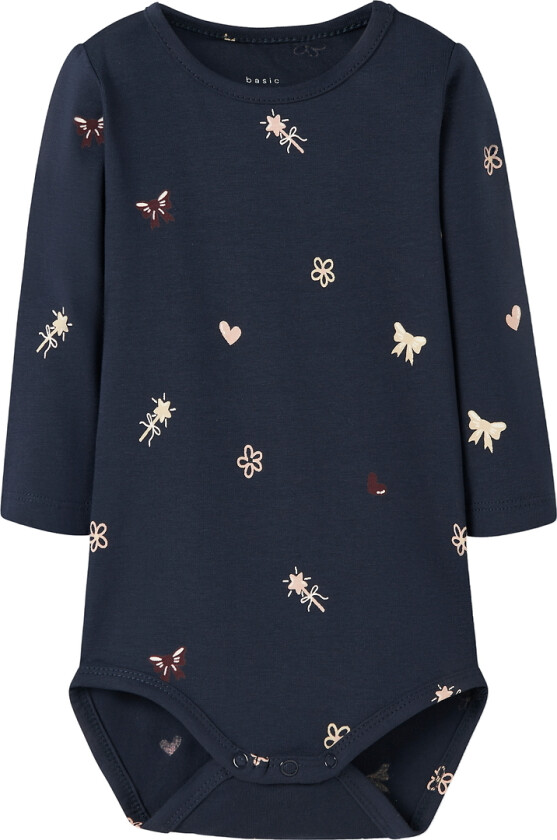 Body I/e - NbfVandora - Navy Blazer/Blomster And Hearts - - 68 - Langermet Body
