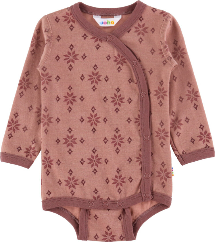 Omslagsbody I/e - Ull/Bomull - Rose m. Snøfnugg - - 70 - Langermet Body