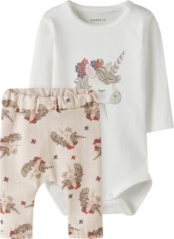 Sett - Joggebukser/Body I/e - NbfNicorn - Peyote Melange - - 56 - Langermet Body