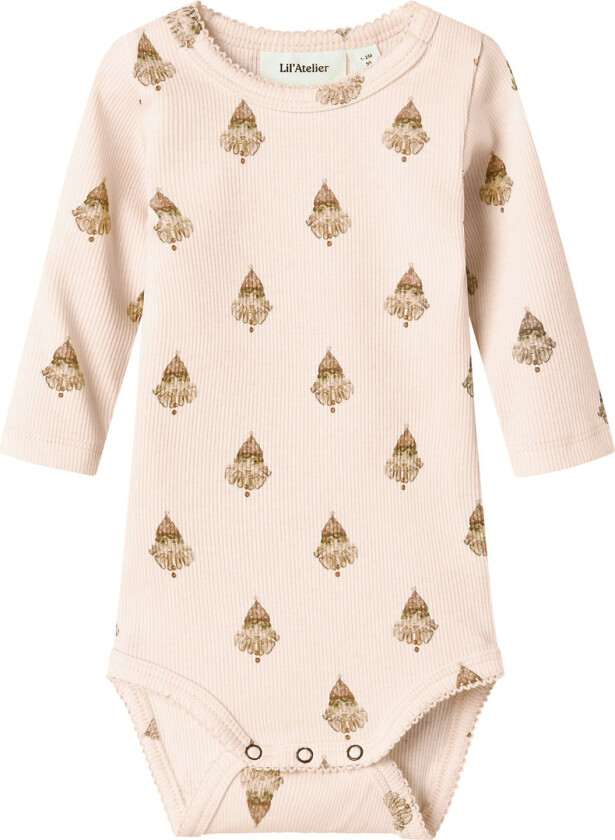 Lil' Atelier Body I/e - Rib - NbfLavo - Pastel Pergament m. Klo - Lil Atelier - 74 - Langermet Body