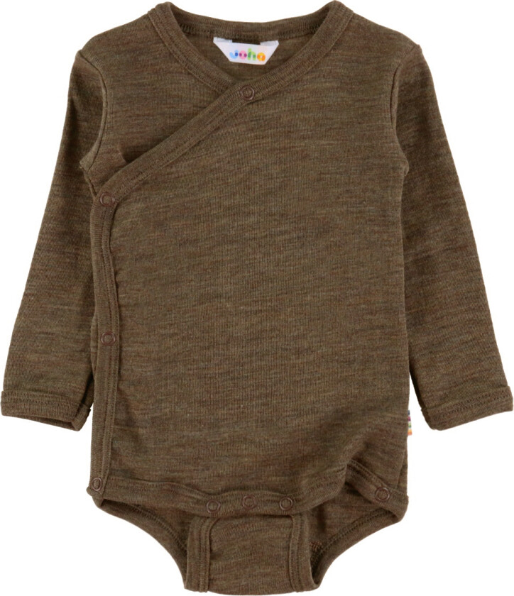 Omslagsbody I/e - Ull/Silke - Brun Melert - - 40 - Langermet Body