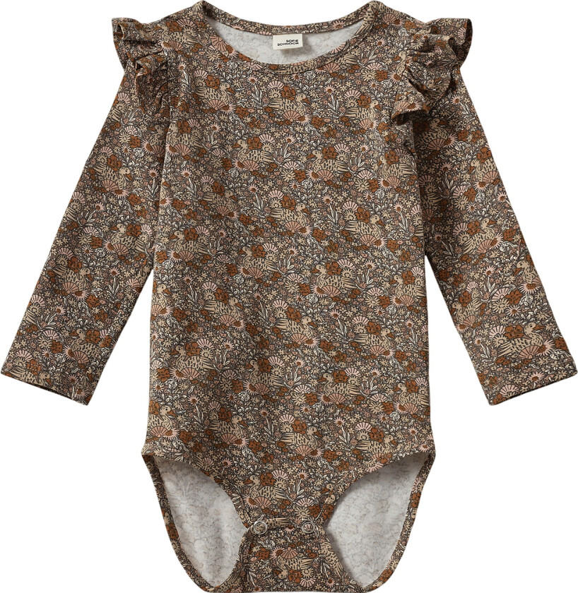 Body I/e - DicteSB - Brown m. Blomster - - 2 år (92) - Langermet Body