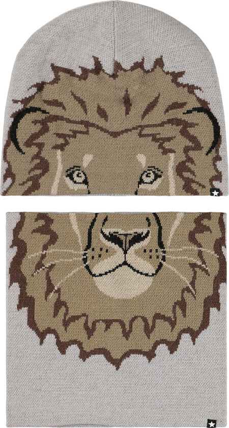 Lue m. Hals - Kleo - Ull/Akryl - Løveansikt - - 5-9 år (110-134) - Lue