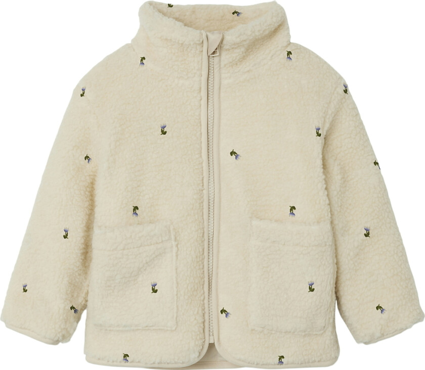 Fleecejakke - Teddy - NmnMagot - Tåke/Flower - - 2 år (92) - Fleecejakke