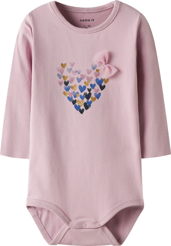 Body I/e - NbfNiva - Polert Lilac m. Trykk - - 74 - Langermet Body