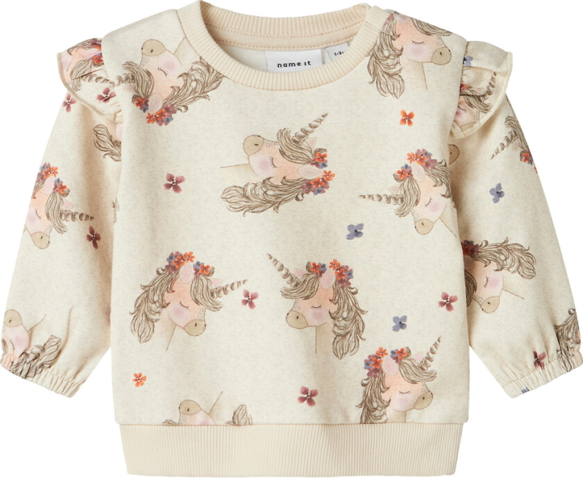 Collegegenser - NbfNoise - Peyote Melange m. Trykk - - 56 - Collegegenser