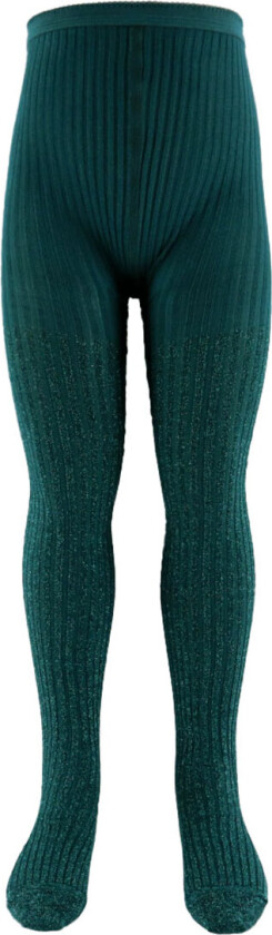 Strømpebukser - Rib - Cosmic Green m. Glitter - - 9-10 år (134-140) - Strømpebukser