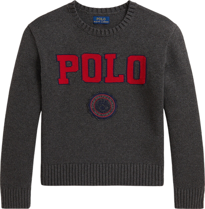 Genser - Strikk - Grå Melert m. Rød - - 16 år (176) - Genser