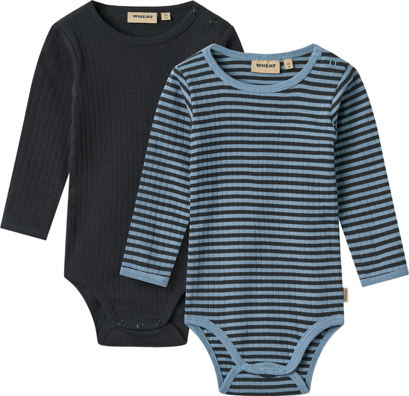 Bilde av Body I/e - Rib - 2-pack - Berti - Bright Blue Stripe - - 74 - Langermet Body