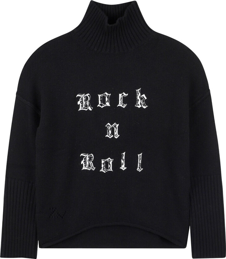 Genser - Ull/Polamid - Svart m. Hvit - - 10 år (140) - Genser