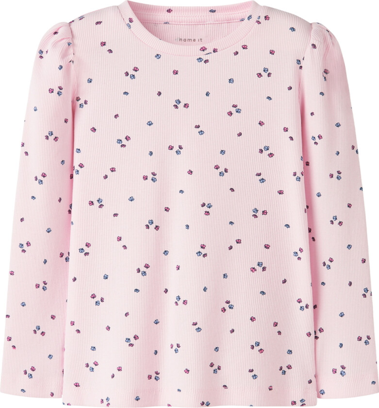 Genser - Rib - NmfNelia - Vugge Rosa m. Blomster - - 5 år (110) - Genser