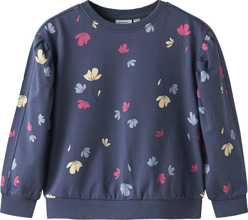 Collegegenser - NmfNula - Blue Indigo m. Trykk - - 6 år (116) - Collegegenser