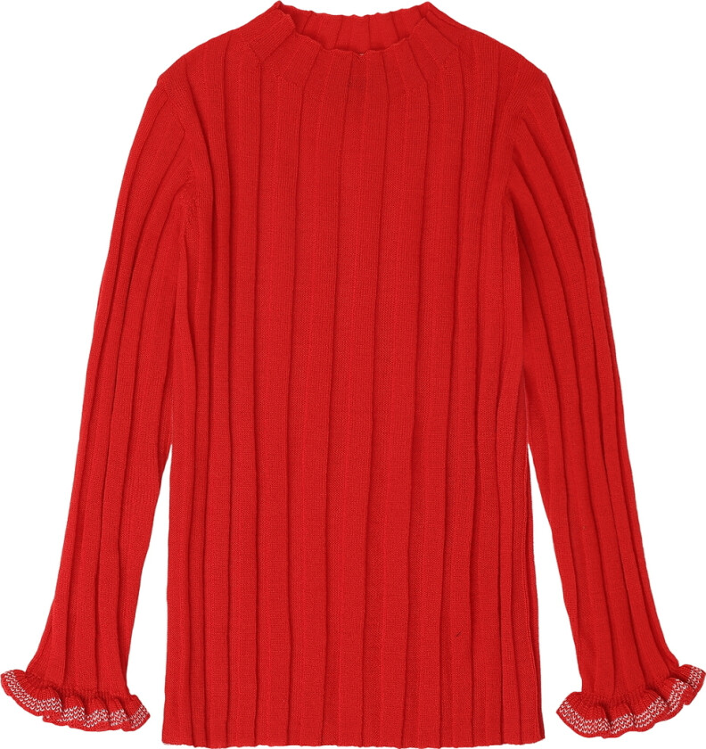 Genser - Rib - Strikk - Ull - Signalrødt - - 140 - Genser