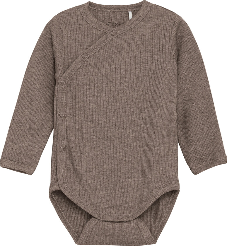 Omslagsbody I/e - Rib - Kaffekvartsmelert - - 68 - Langermet Body