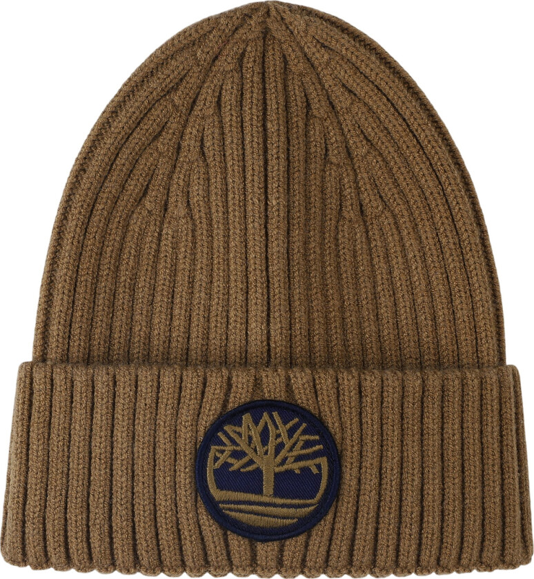 Lue - Rib - Strikk - Khaki m. Logo - - 54 cm - Lue