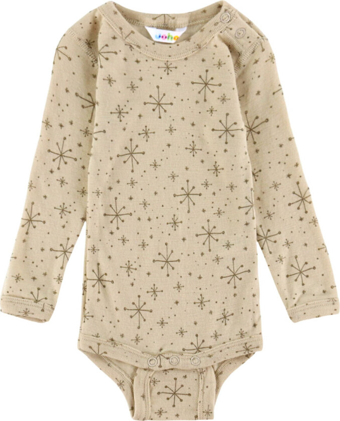 Body I/e - Ull - Beige m. Stjerner - - 50 - Langermet Body