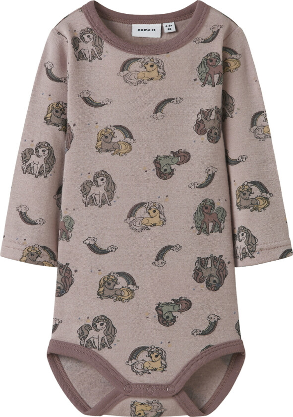 Body I/e - Ull - NbfWillit - Shadow Grå/Unicorn - - 68 - Langermet Body