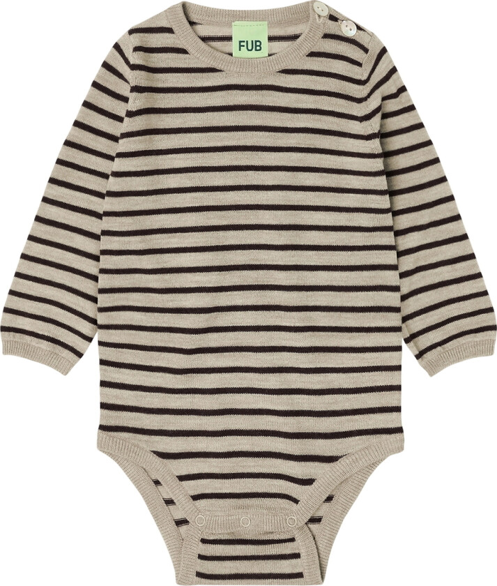 Body I/e - Strikk - Ull - Havremelert/Mocca - - 2 år (92) - Langermet Body