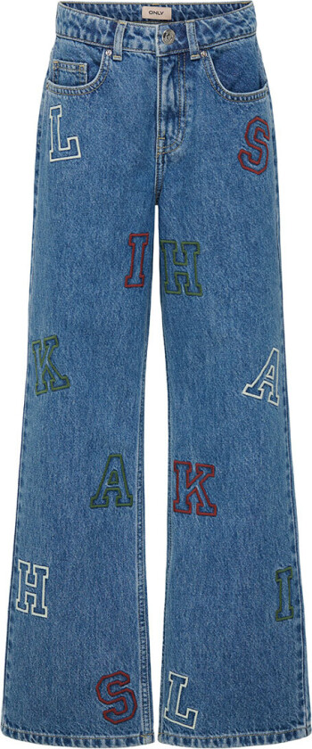 Jeans - Bred - KogJuicy - Medium+ Blue Denim/Bokstaver - - 13 år (158) - Jeans