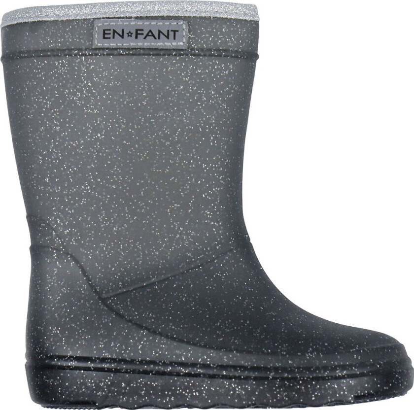Termostøvler m. Glitter - Ebony - - 33 - Gummistøvler