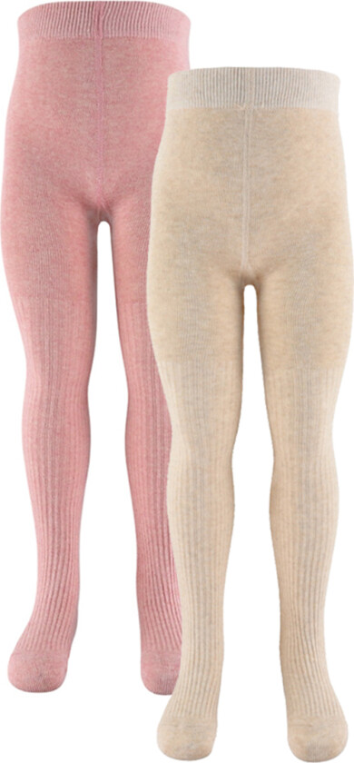 Strømpebukser - 2-pack - Rib - Rose Mix - - 68/74 - Strømpebukser