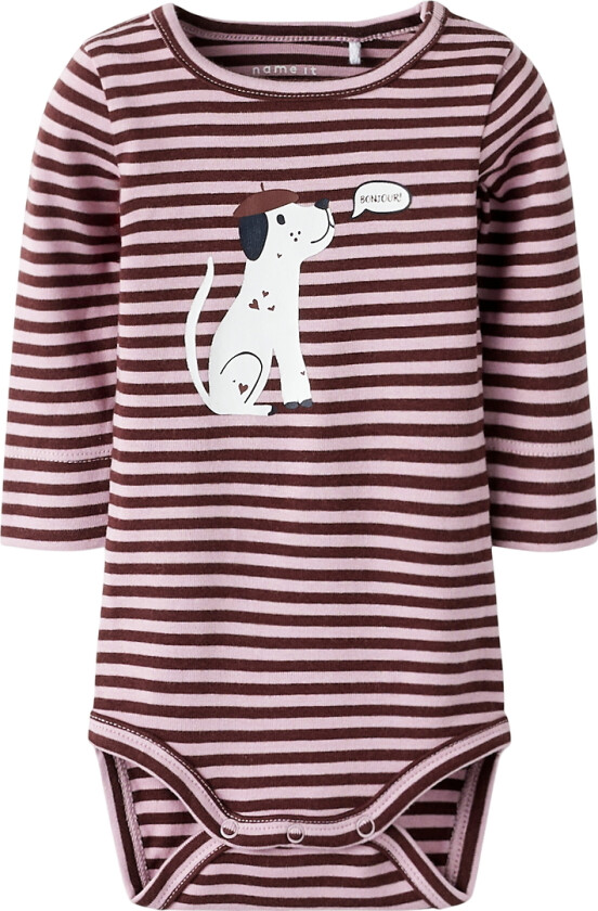 Body I/e - NbfKilas - Bleket Mauve/Andorra m. Trykk - - 50 - Langermet Body