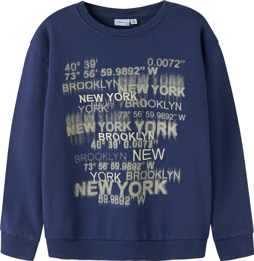 Collegegenser - NkmNestel - Blåkopi m. Trykk - - 7-8 år (122-128) - Collegegenser