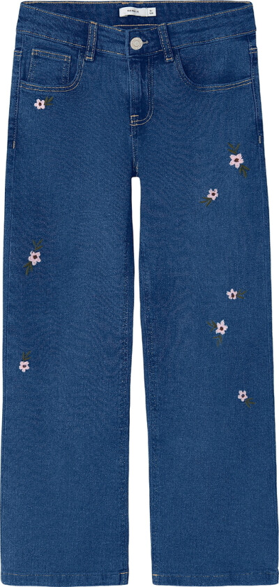 Jeans - NkfRose - Dark Blue Denim m. Blomster - - 8 år (128) - Jeans
