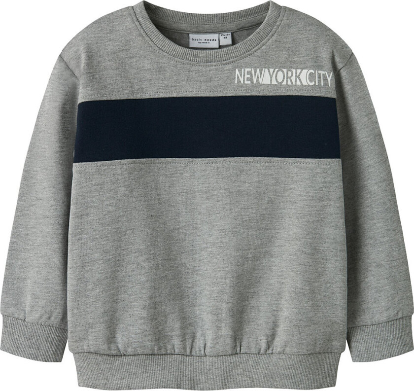 Collegegenser - NmmVance - Grå Melert m. Navy - - 2 år (92) - Collegegenser