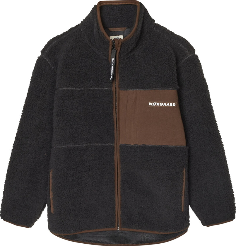 Fleecejakke - Teddy - Jeffo - Jet Black m. Brun - - 12 år (152) - Fleecejakke