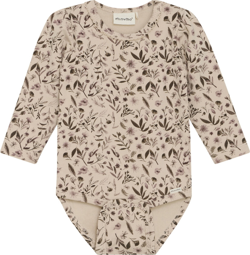 Body I/e - Svette - Røykgrå m. Blomster - - 1 år (80) - Langermet Body