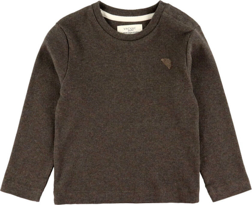 Genser - Skarlagenrød - Rib - Dark Brown Melert - - 5-6 år (110-116) - Genser