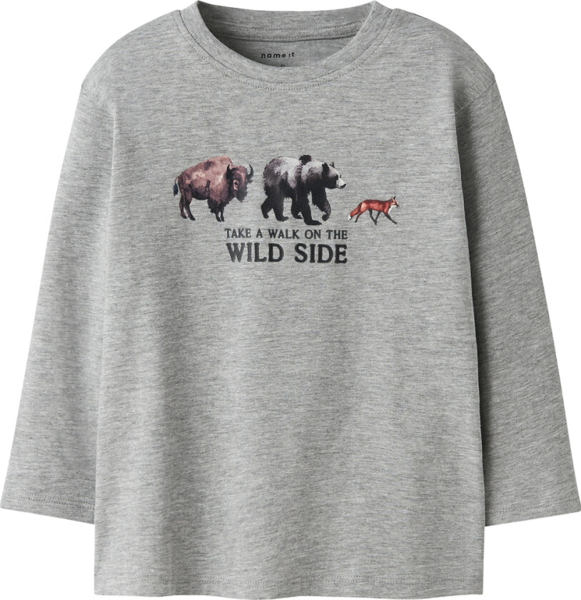 Genser - NmmOris - Grå Melert m. Dyr - - 4 år (104) - Genser