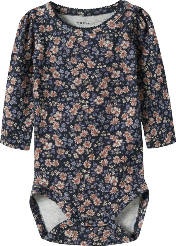 Body I/e - NbfOalia - Navy Blazer m. Blomster - - 62 - Langermet Body