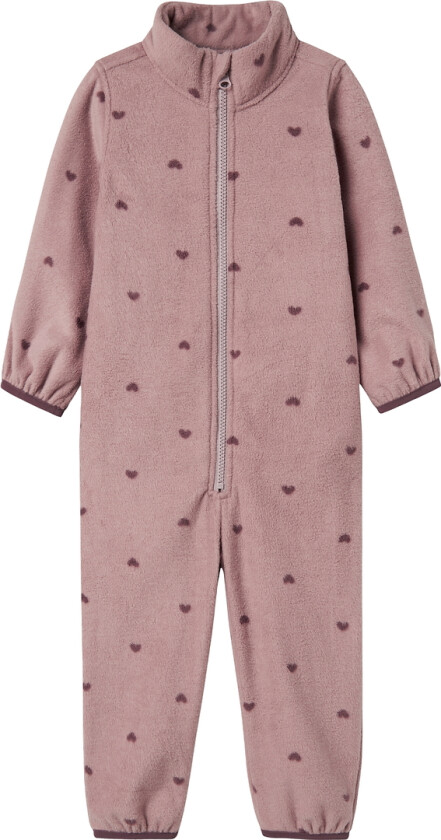 Fleecedress - NmnSpektra - Woodrose m. Hjerter - - 4 år (104) - Fleecedress