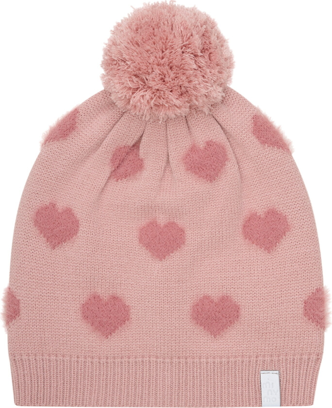 Lue - Strikk - Misty Rose m. Hjerter/Dusk - - 50 cm - Lue