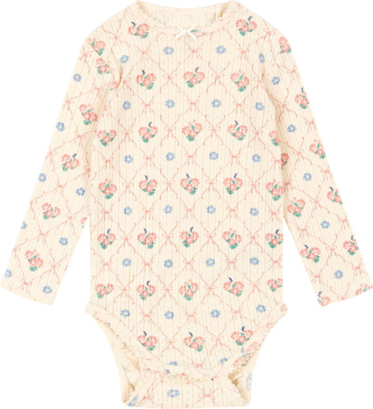 Body I/e - Rib - Minnie - Fleur Dekor m. Hullmønste - - 1 år (80) - Langermet Body