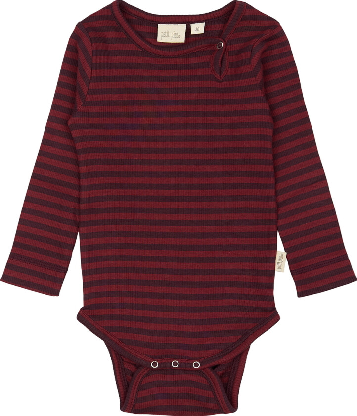 Body I/e - Rib - Modal - Dark Grape/Sykkelrød - - 1½ år (86) - Langermet Body