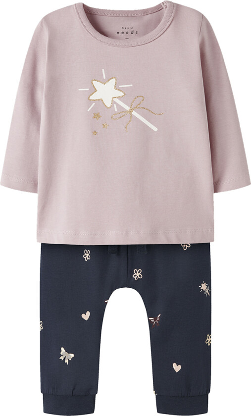 Pysjamas 2 Deler - NbfVubie - Polert Lilac/Navy Blazer - - 56 - 2-delt nattøy