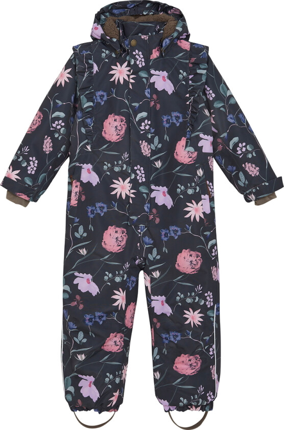 Vinterdress - Ebony m. Blomster/Volanger - - 10 år (140) - Vinterdress