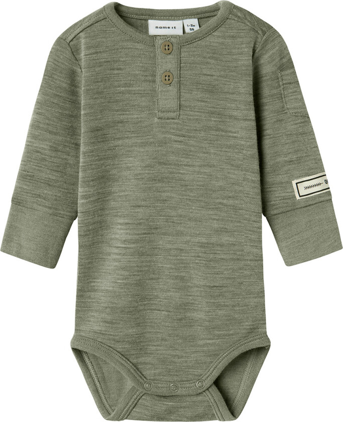 Body I/e - Ull/Viskose - NbmWyla - Tørket Sage - - 68 - Langermet Body