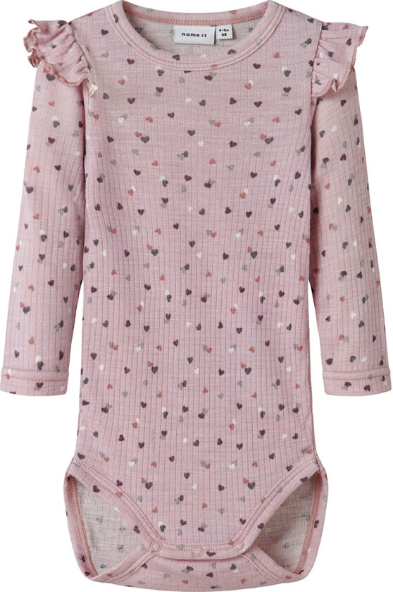 Bilde av Body I/e - Ull - NbfWomi - Shadow Grå/Dots - - 68 - Langermet Body