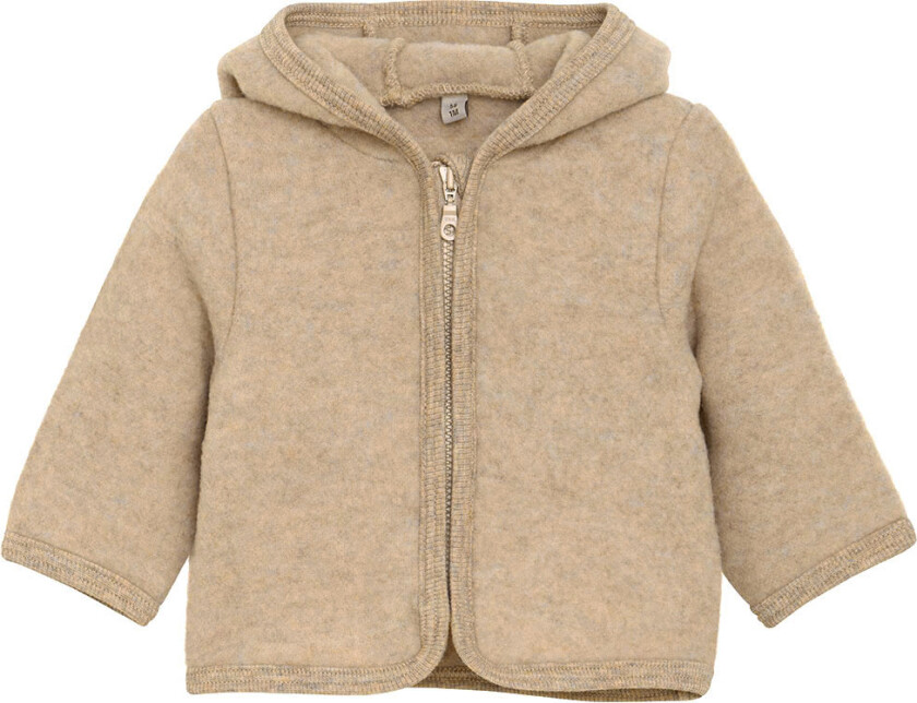 Fleecejakke - Ullfleece - Camel Melert m. Ører - - 62 - Fleecejakke