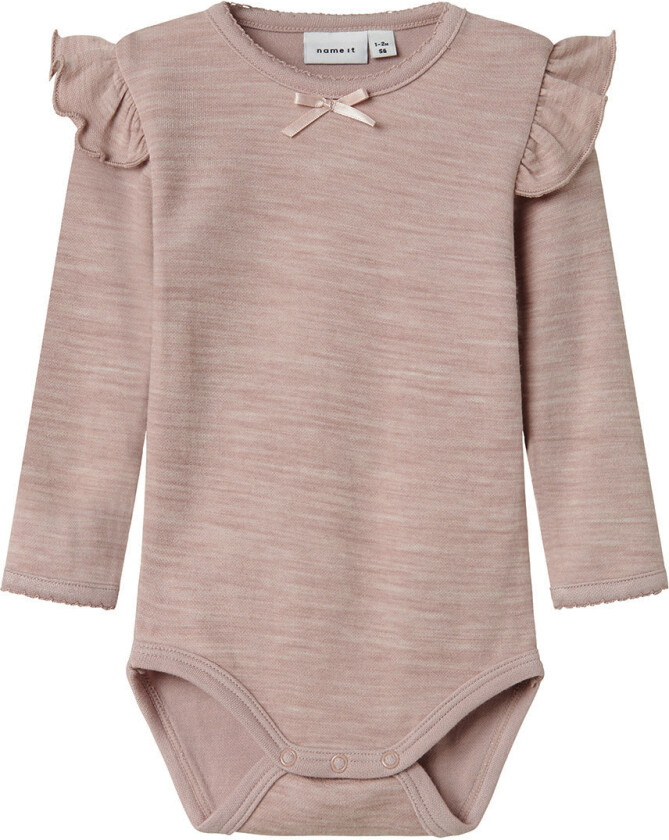 Body I/e - Ull/Viskose - NbfWyla - Shadow Grå - - 68 - Langermet Body