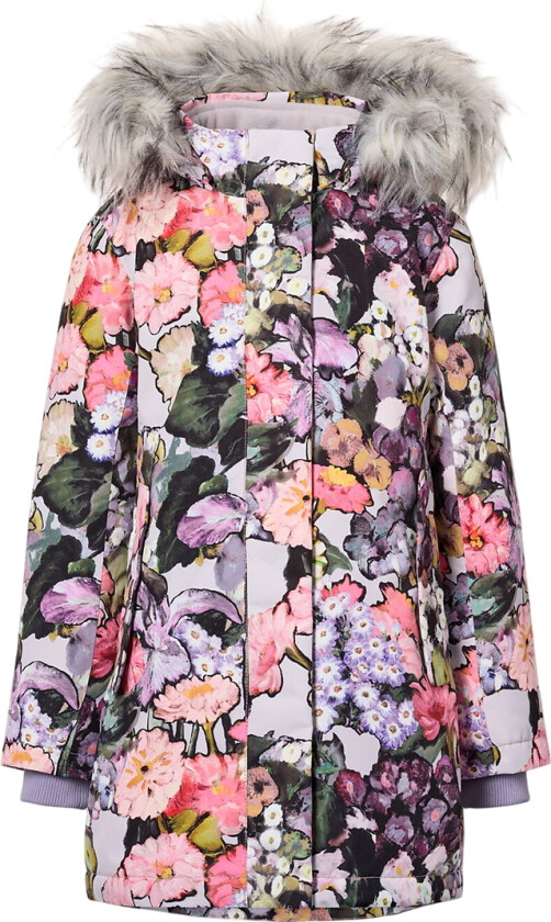 Vinterjakke - Peace - Flower Art m. Imitert pels - - 10 år (140) - Vinterjakke