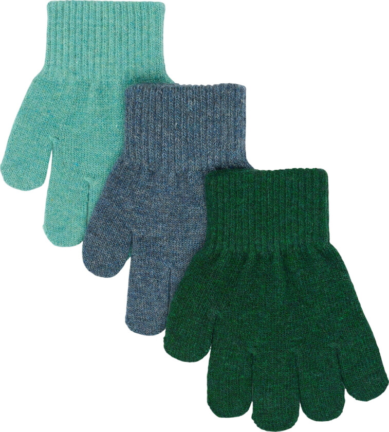 Hansker - Ull/Polamid - 3-pack - Mørkeste Sprouse-mote - - 8-16 år - Handsker