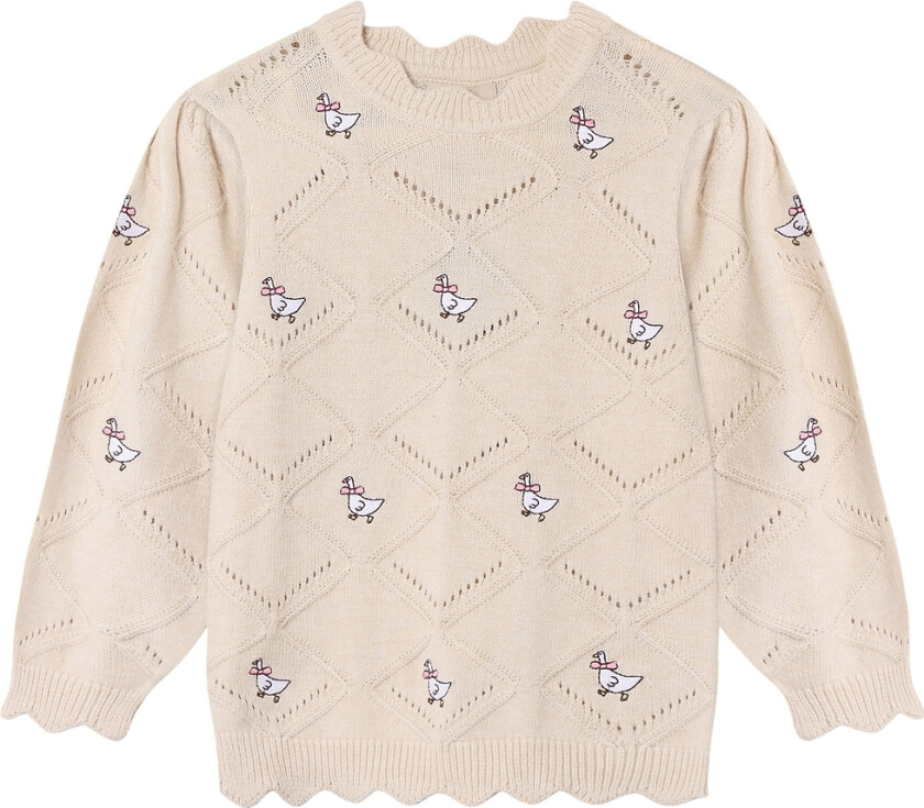 Genser - Strikk - Alon - Gås - Sandskjell m. Hullmønster - - 80 - Genser