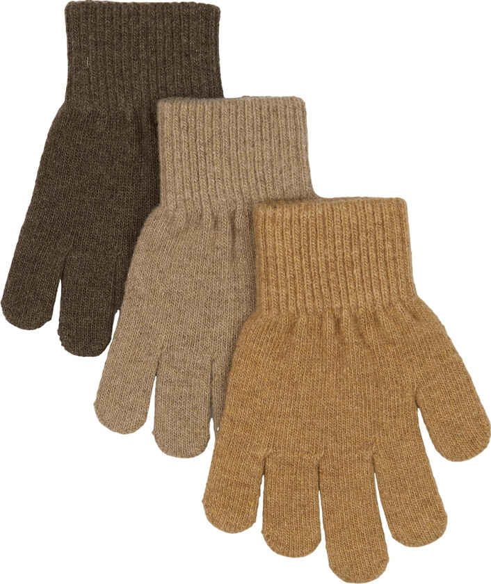 Hansker - Ull/Polamid - 3-pack - Chocolate Chip-Melan - - 8-16 år - Handsker