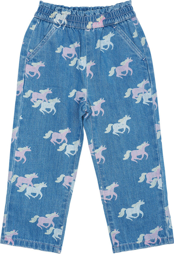 Jeans - Frill Midje og Unicorn Trykk - Blå - - 1½ år (86) - Jeans