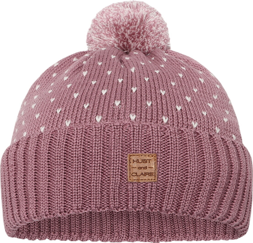 Lue - Ull/Bomull - Strikk - HCFalke - Pale Mauve - - 3-4 år (98-104) - Lue